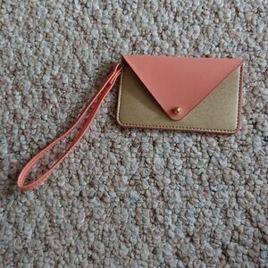 Minor History Gold and Peach Credit Card Holder Case w Wristlet Strap